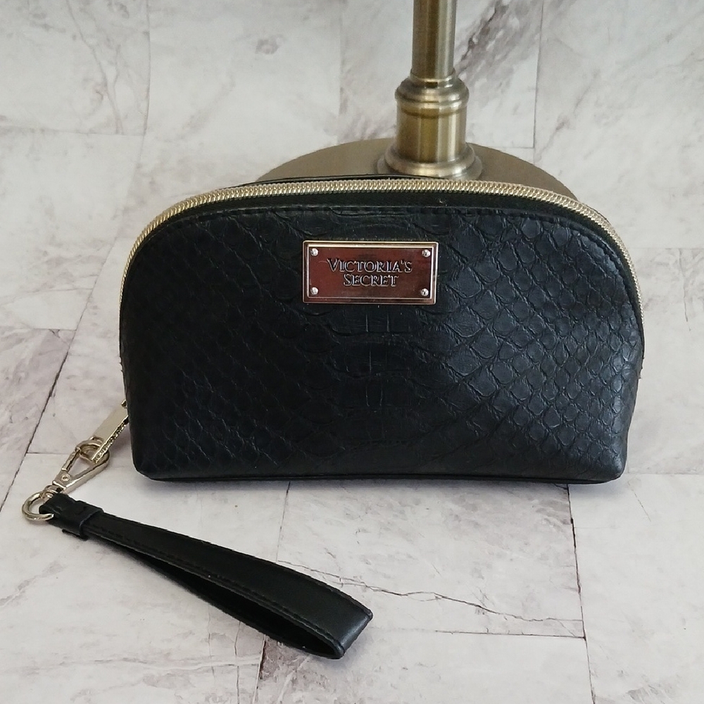 Victoria's Secret Black Textured Cosmetic Bag